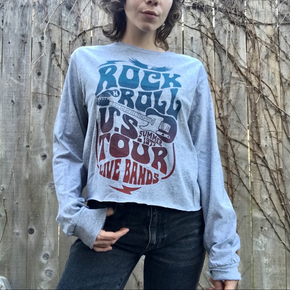 NWT Longe Seeve T-Shirt Rock and Roll US Tour Live Bands 1977